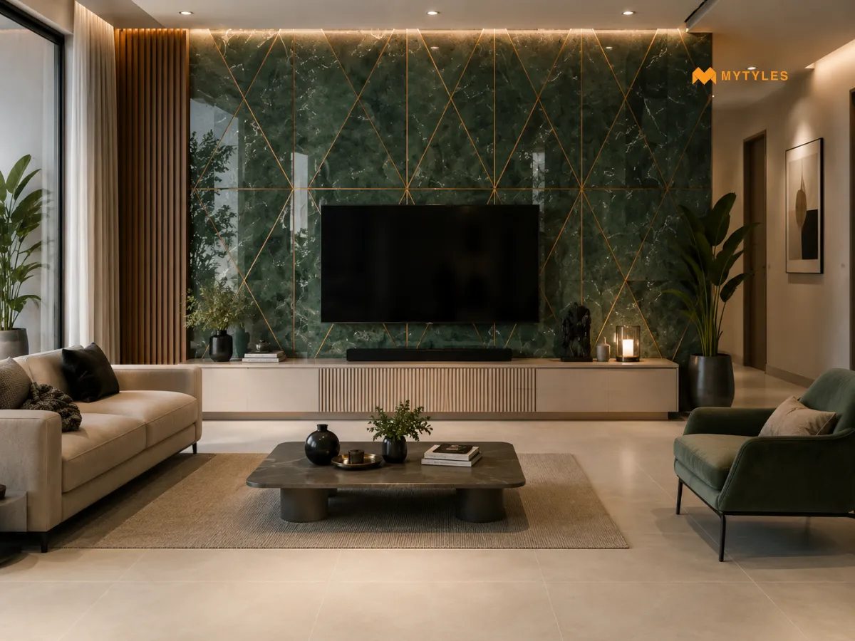 Matt Floors Paired with a Glossy Feature Wall